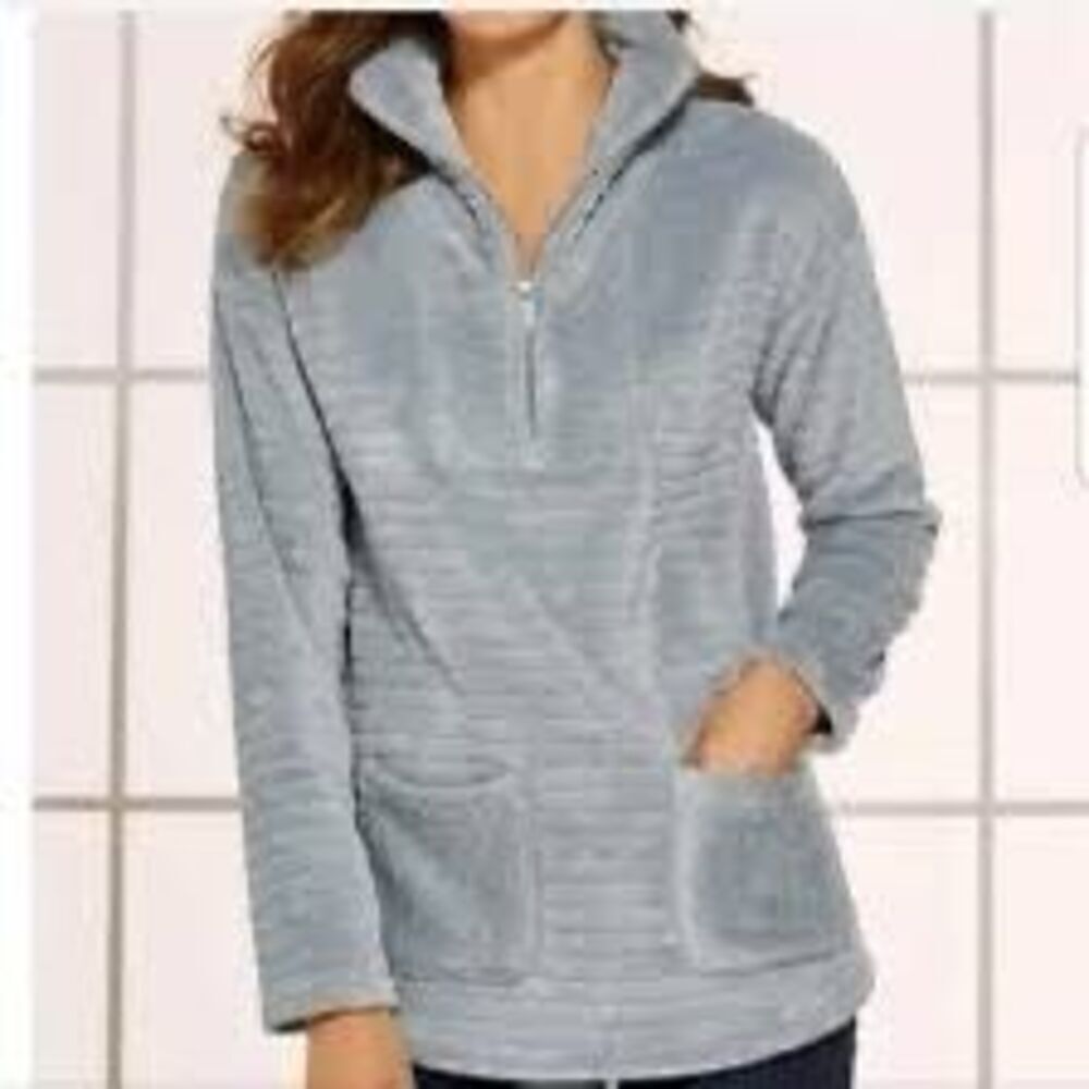 Soft Surroundings Frost Plush 1/2 Zip Pullover Sz 3X Soft Cozy